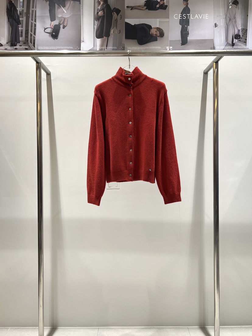 CESTLAVIE東大門㊣代購女裝新品時尚人氣熱賣針織衫高領開衫CESTLAVIE針織衫圖色2