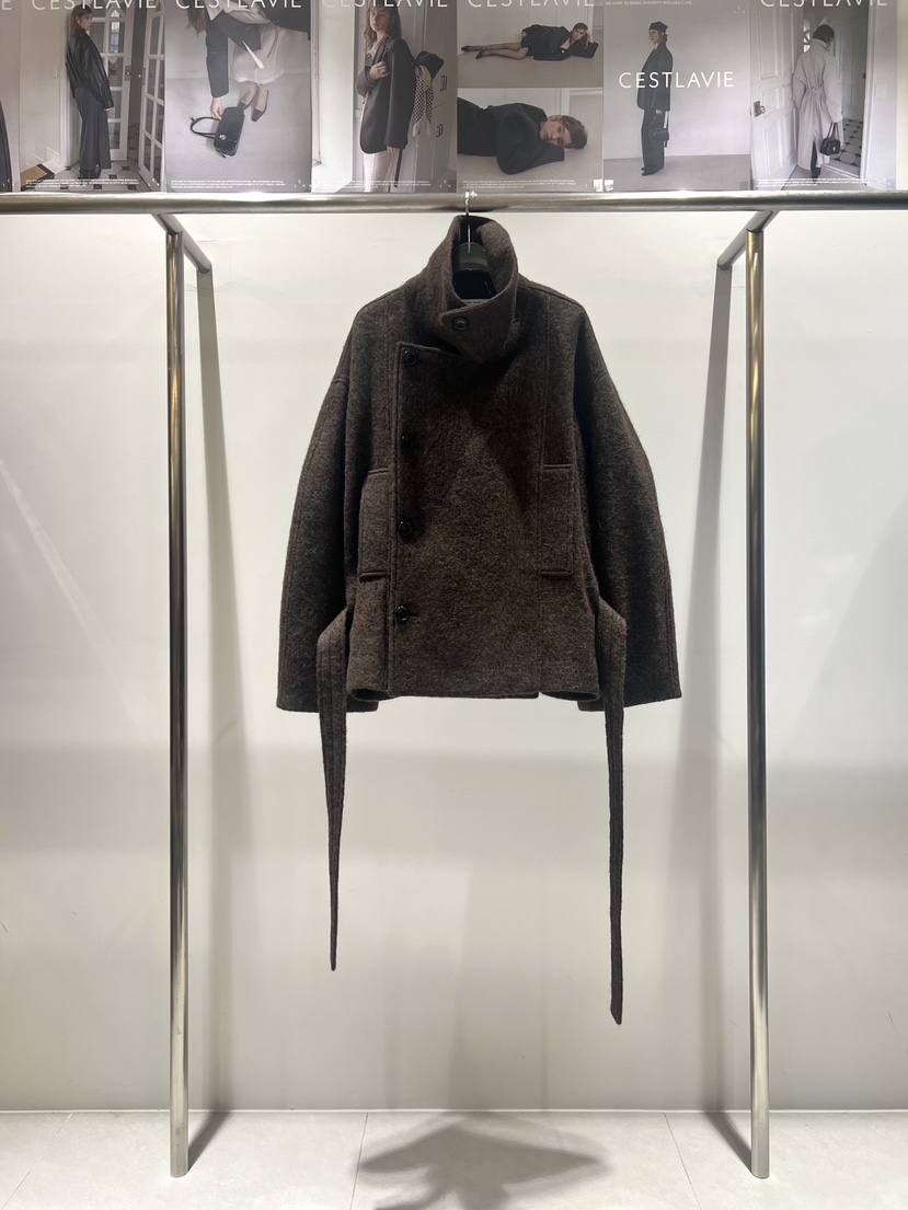 CESTLAVIE東大門㊣直郵女裝新款真品25秋冬時尚人氣夾克雙層CESTLAVIE夾克圖色1棕色