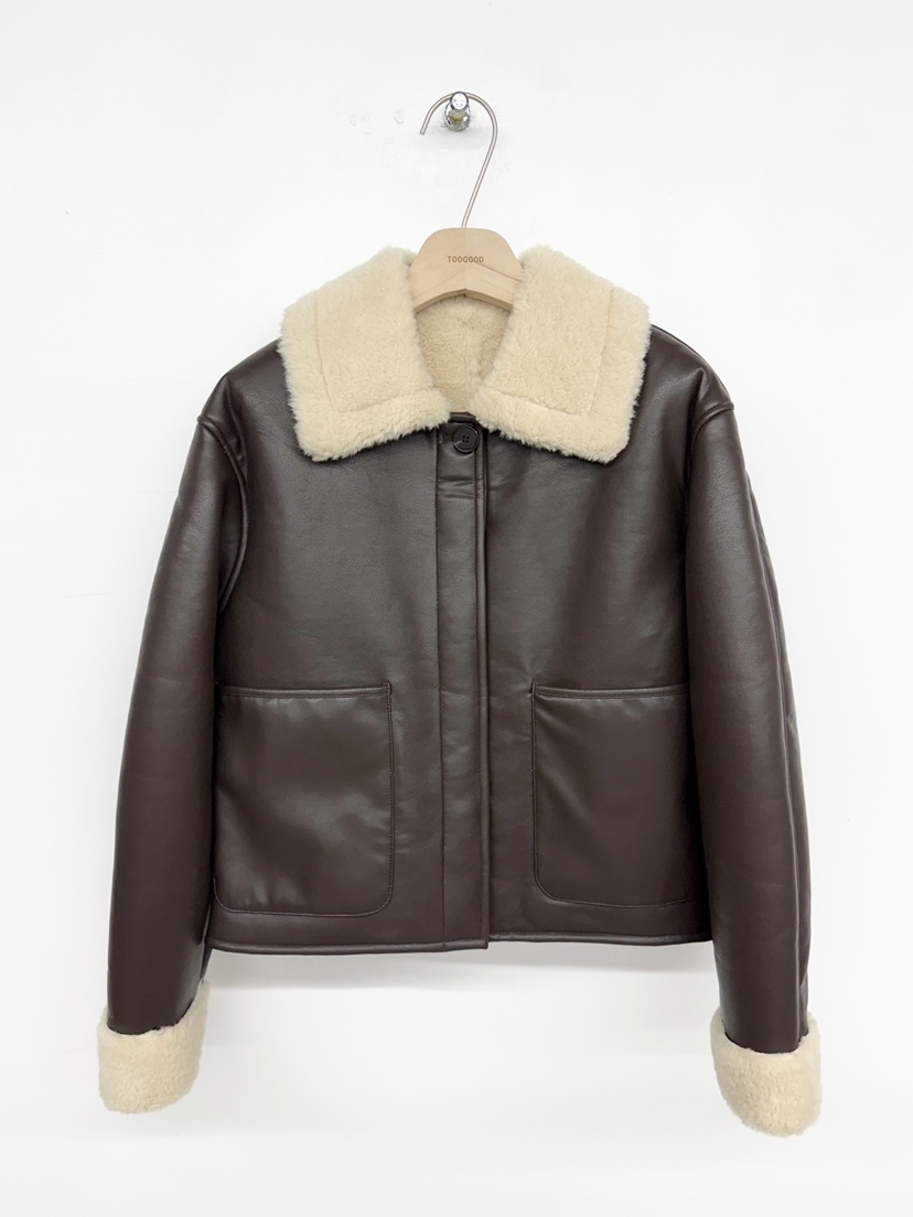 TOOGOOD東大門㊣直郵女士新款時尚職業休閑熱賣推薦25秋冬皮衣TOOGOOD皮衣圖色1棕色