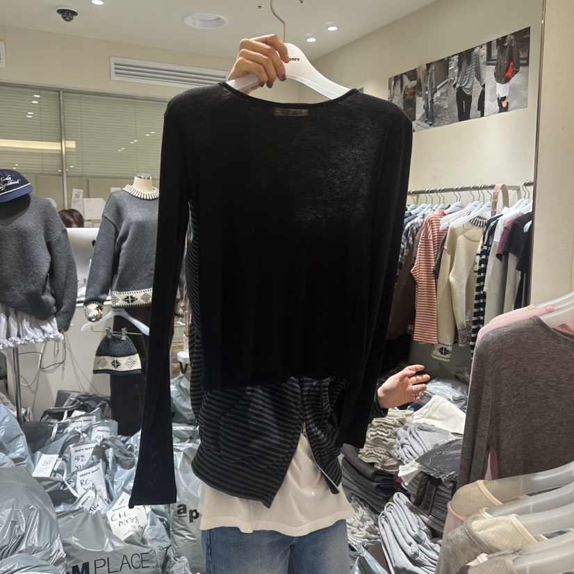 MOREMORE東大門㊣實拍女士新款休閑25秋冬人氣時尚真品長袖T恤more more長袖T恤圖色4黑色