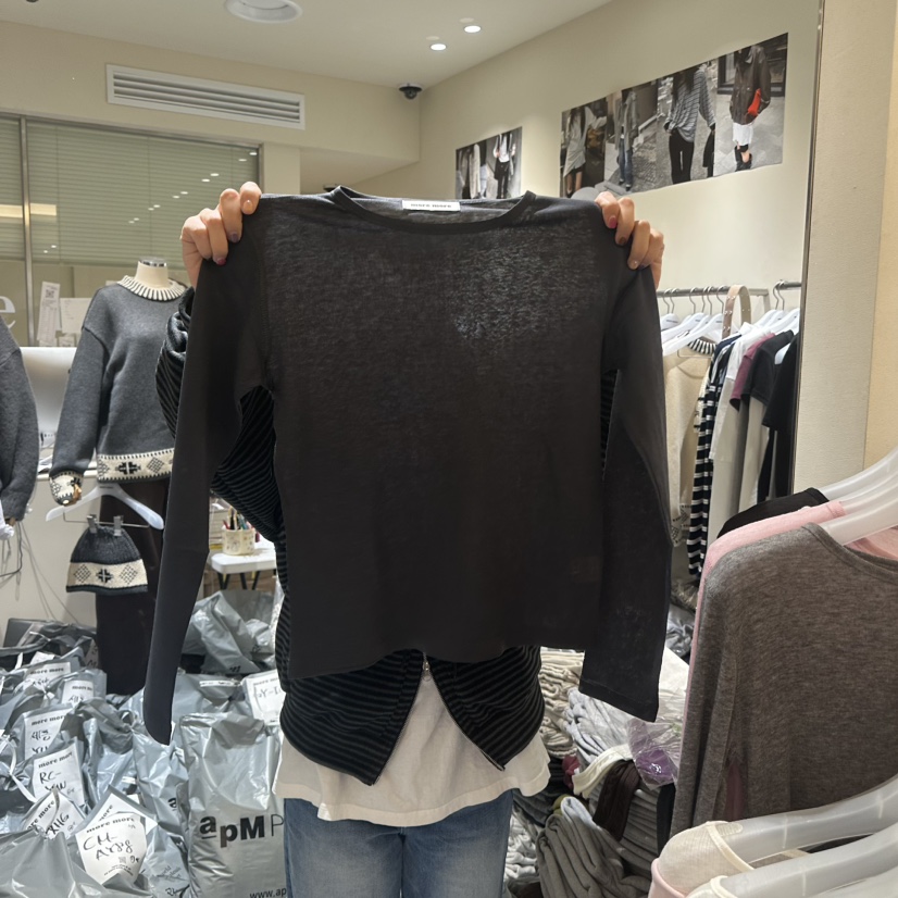 MOREMORE東大門㊣實拍女士新款休閑25秋冬人氣時尚真品長袖T恤more more長袖T恤圖色6墨色