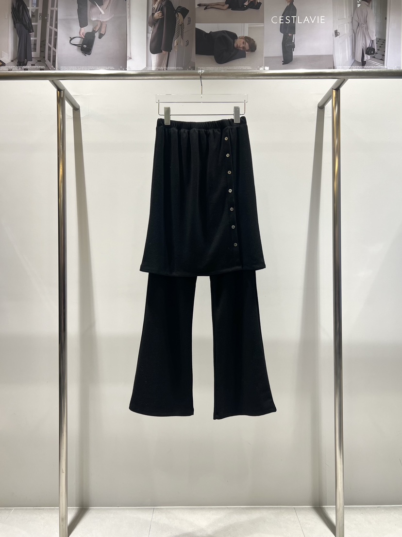 CESTLAVIE韓國代購㊣女裝新款25秋冬熱賣套裝兩件套紐扣羅紋CESTLAVIE套裝圖色2