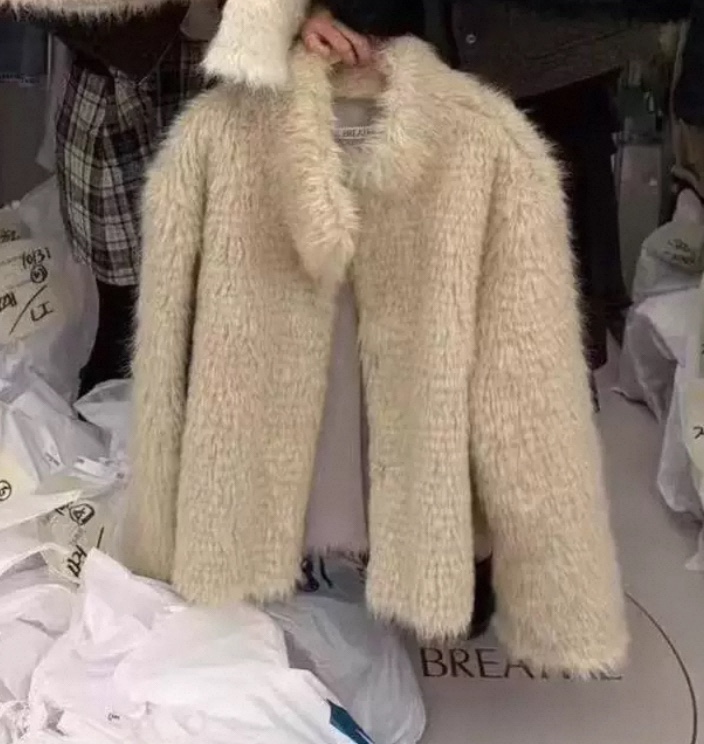 BREATHE東大門㊣直郵女裝新款熱賣真品職業短款大衣皮草高領BREATHE短款大衣圖色3