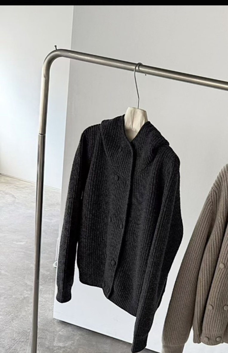 JADEMARKET韓國代購㊣女士新款熱賣職業真品毛衣雙層開衫連帽JADE MARKET毛衣圖色2