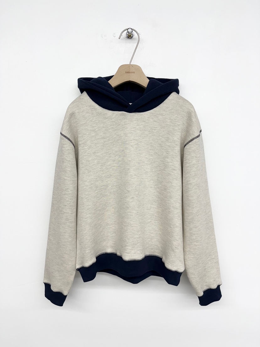 TOOGOOD韓國代購㊣女裝新品熱賣25秋冬真品衛衣假兩件連帽衫TOOGOOD衛衣圖色1深藍色
