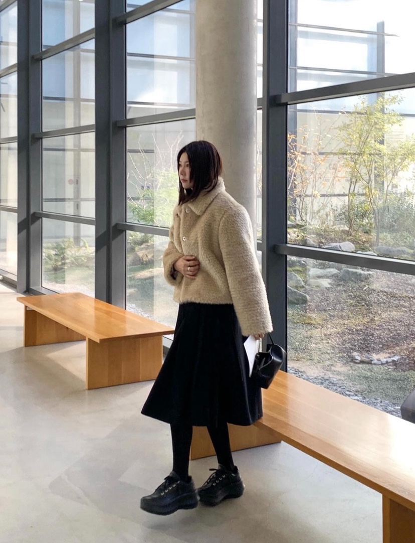 COURGETTE東大門㊣直郵女士新款推薦時尚職業真品短款大衣皮草COURGETTE短款大衣