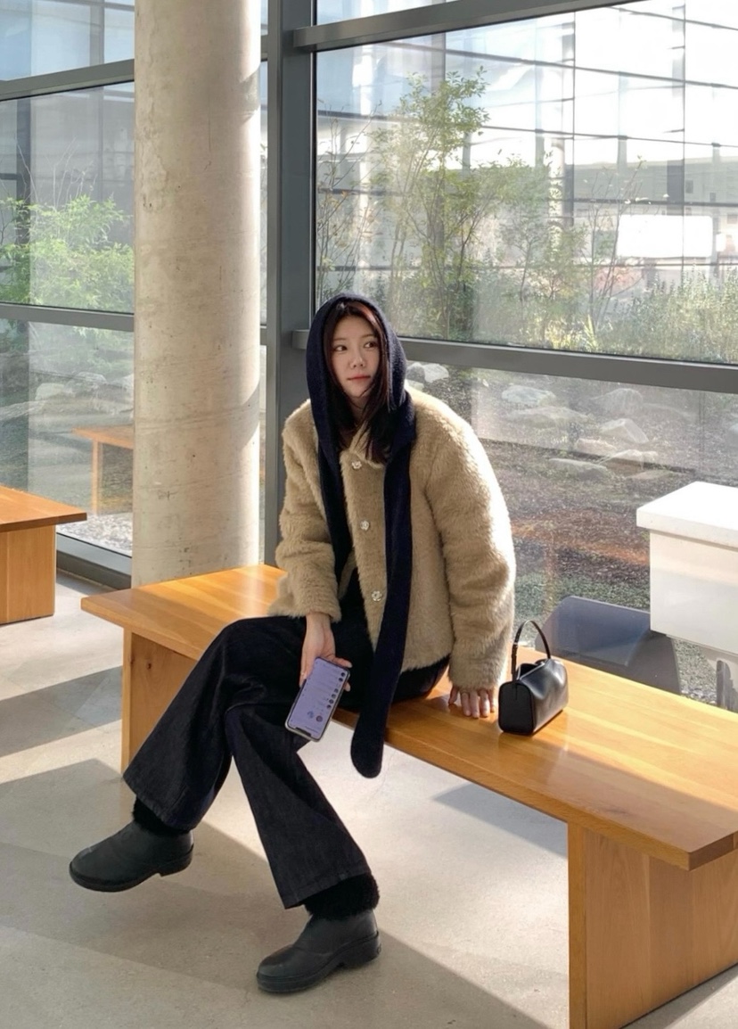 COURGETTE東大門㊣直郵女士新款推薦時尚職業真品短款大衣皮草COURGETTE短款大衣