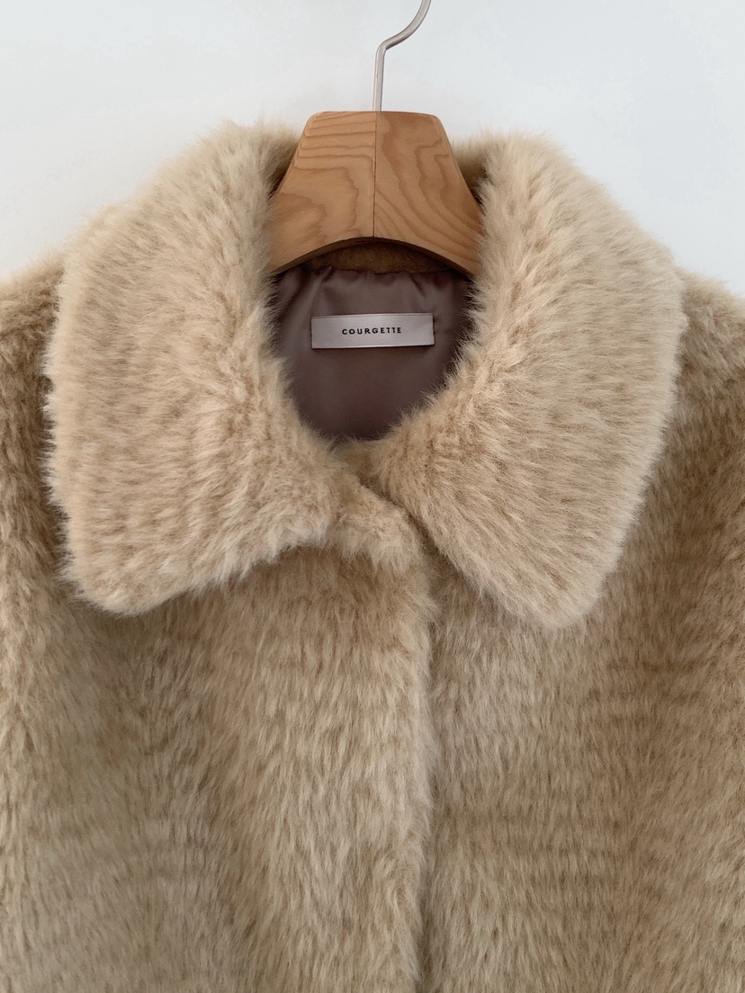 COURGETTE東大門㊣直郵女士新款推薦時尚職業真品短款大衣皮草COURGETTE短款大衣