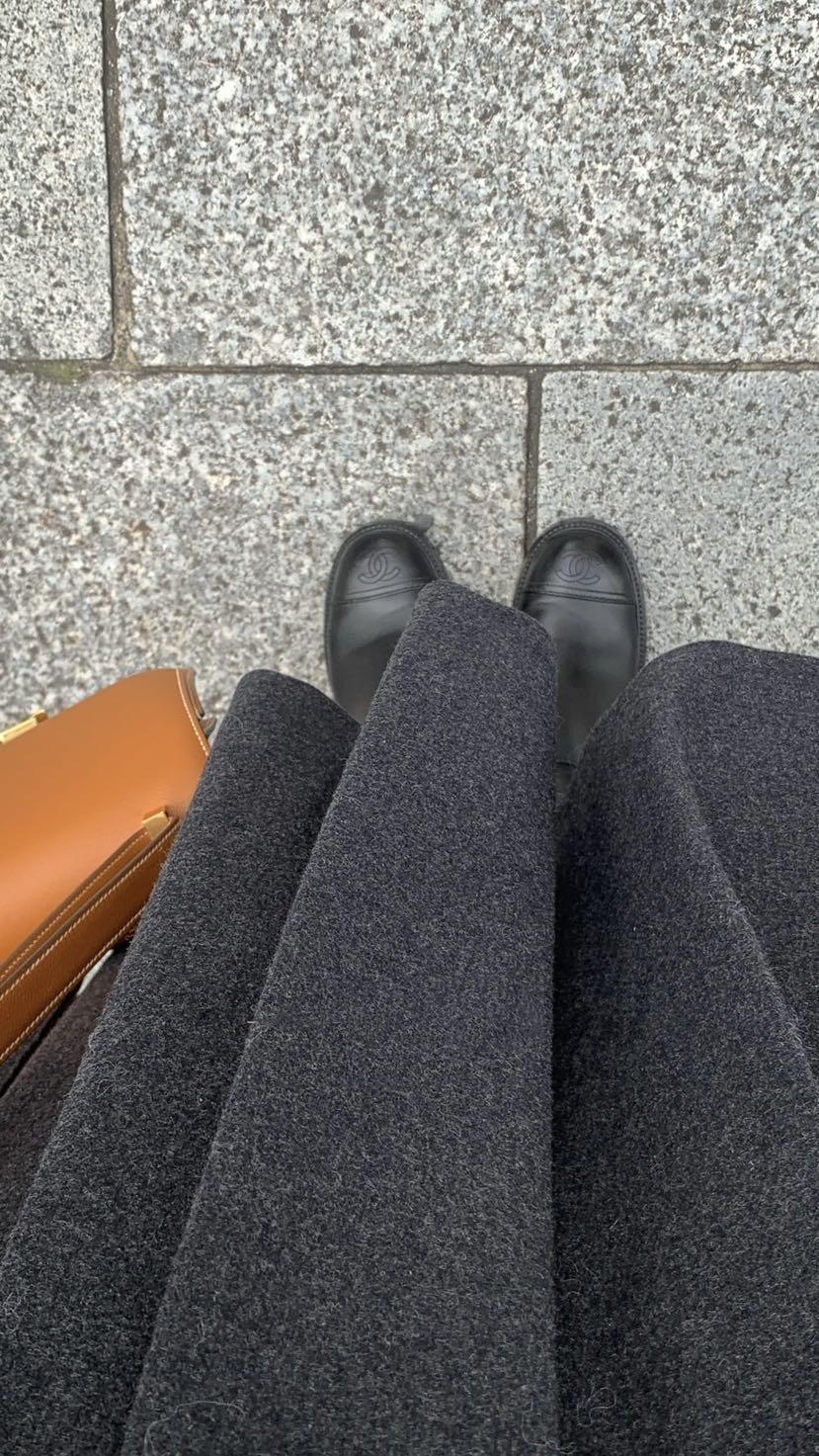 COURGETTE韓國代購㊣女裝新款25秋冬時尚半身裙中短裙羊毛褶裙COURGETTE半身裙/中短裙