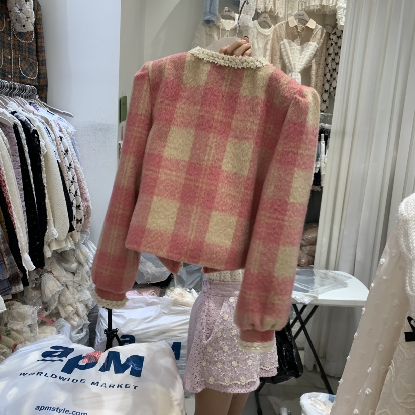 YARD東大門㊣實拍女士新品休閑人氣真品時尚25秋冬夾克格子YARD夾克