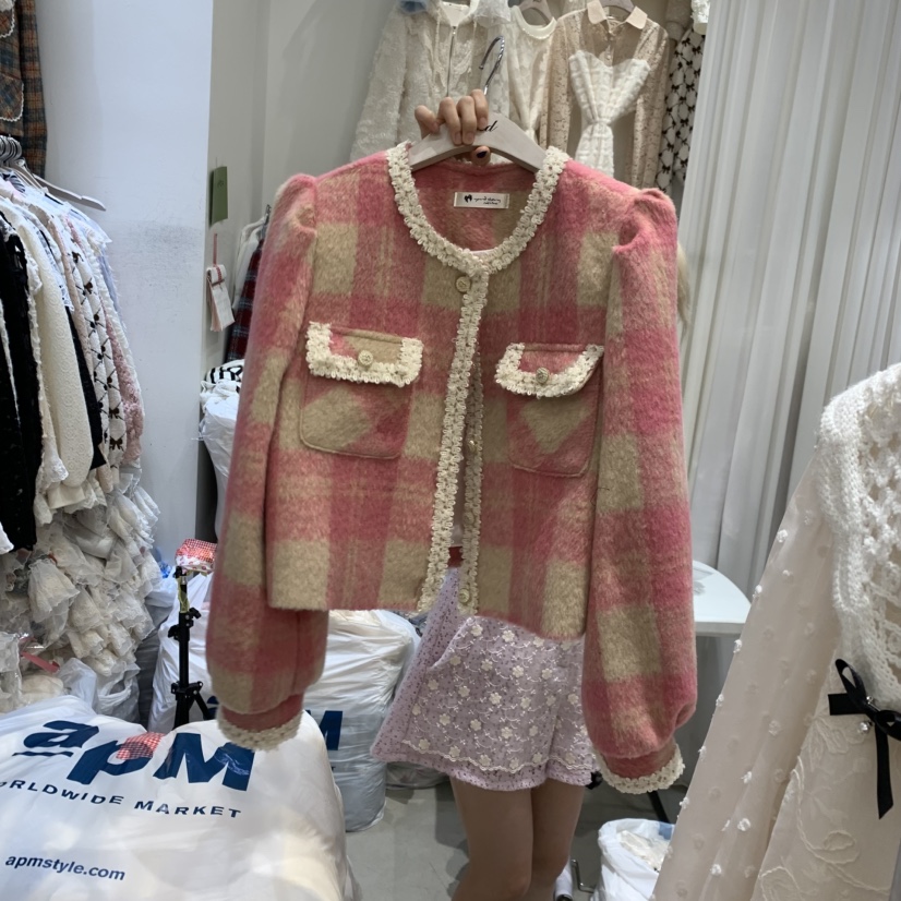 YARD東大門㊣實拍女士新品休閑人氣真品時尚25秋冬夾克格子YARD夾克圖色1