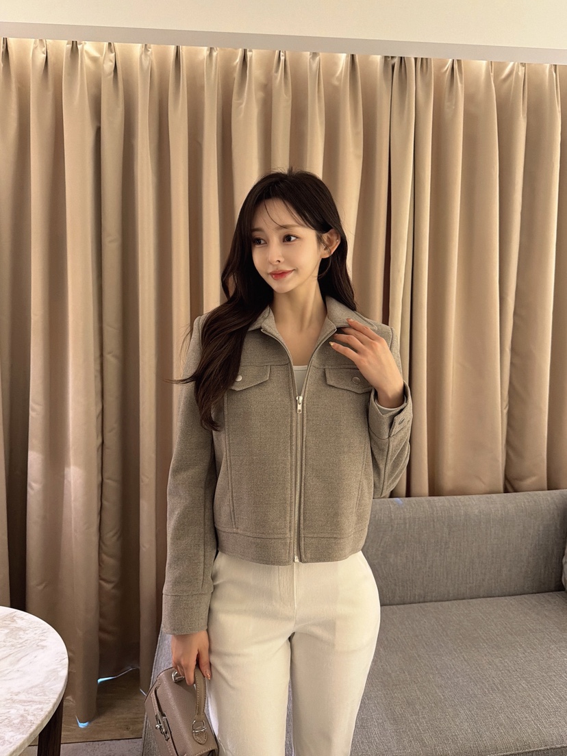 CLOTH韓國代購㊣女士新品人氣職業時尚25秋冬推薦休閑夾克羊毛CLOTH夾克