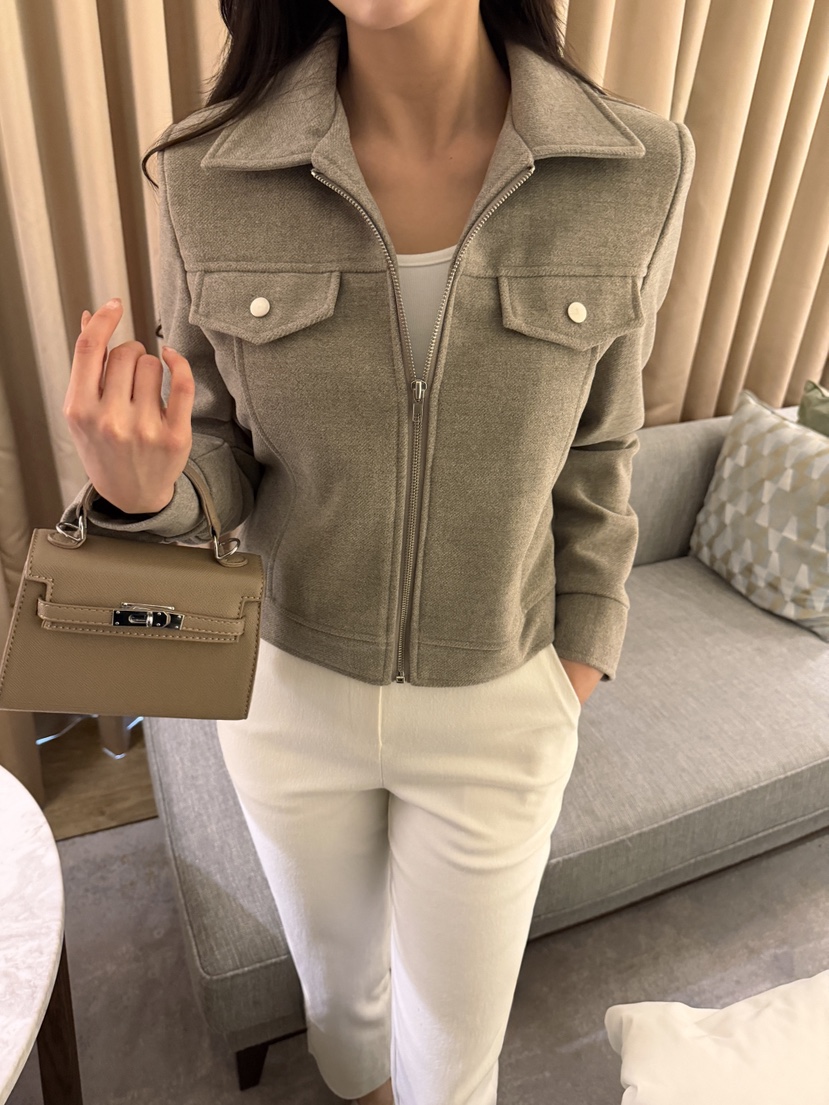 CLOTH韓國代購㊣女士新品人氣職業時尚25秋冬推薦休閑夾克羊毛CLOTH夾克