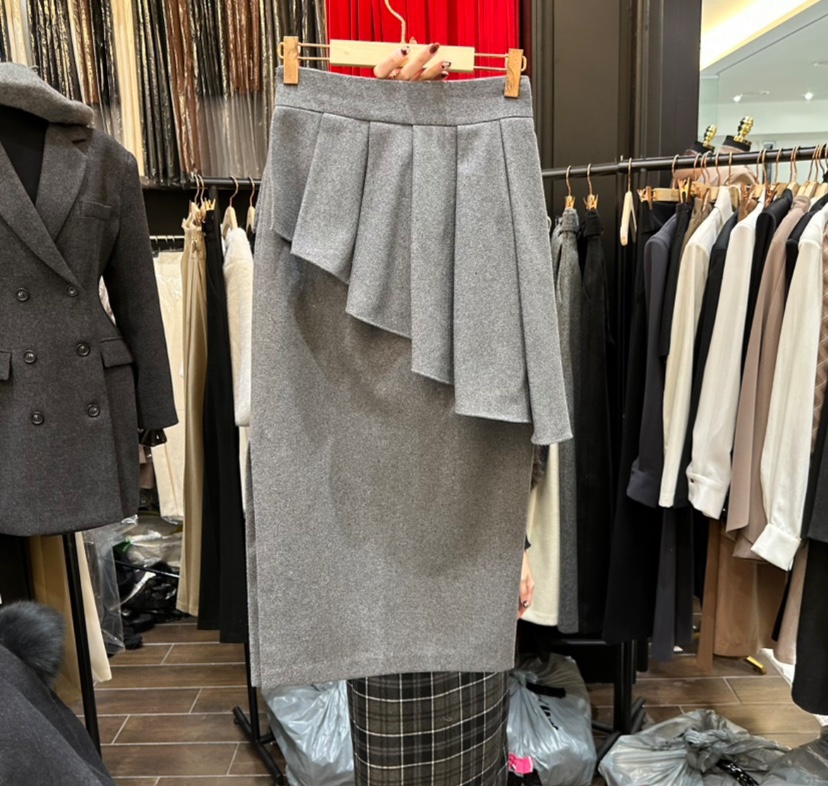 HERISH東大門㊣實拍女士新款25秋冬熱賣時尚半身裙中短裙褶裙Herish半身裙/中短裙圖色2