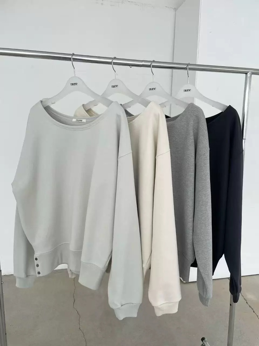 NUESE東大門㊣代購女士新款熱賣人氣休閑推薦職業衛衣加絨露肩NUESE衛衣圖色3左三色