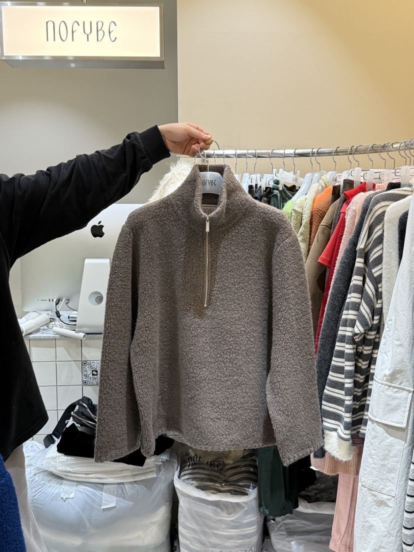 NOFYBE韓國代購㊣女裝新品時尚推薦25秋冬真品人氣衛衣羊毛NOFYBE衛衣圖色1