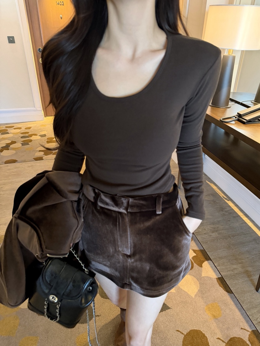 CLOTH韓國代購㊣女士新品時尚推薦25秋冬休閑職業長袖T恤抓絨CLOTH長袖T恤圖色2