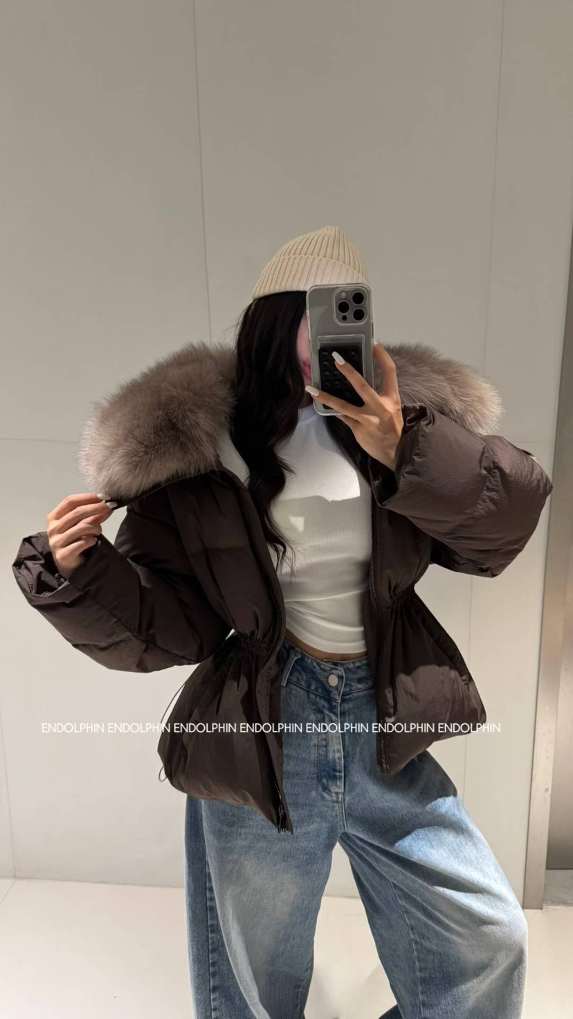 ENDOLPHIN東大門㊣直郵女裝新品熱賣人氣短款羽絨服狐貍填充絨ENDOLPHIN短款羽絨服圖色2