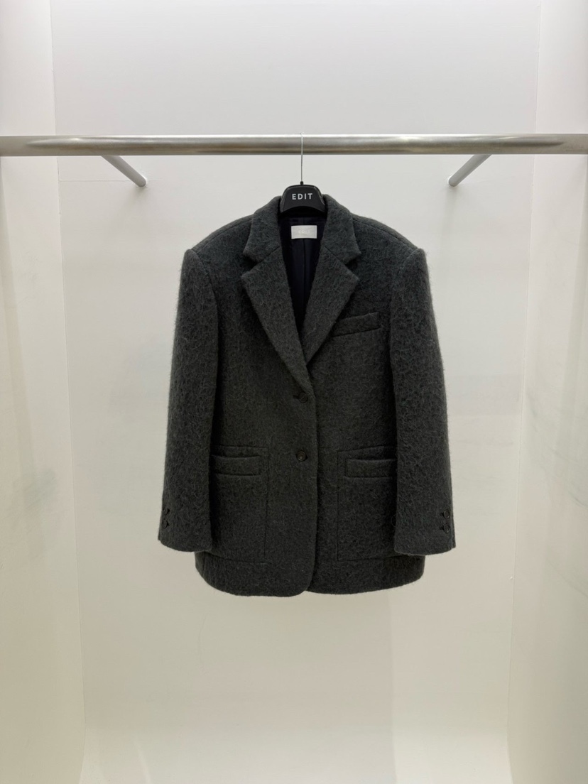 EDIT東大門㊣實拍女裝新品熱賣休閑真品職業推薦25秋冬短款大衣EDIT短款大衣圖色2墨色