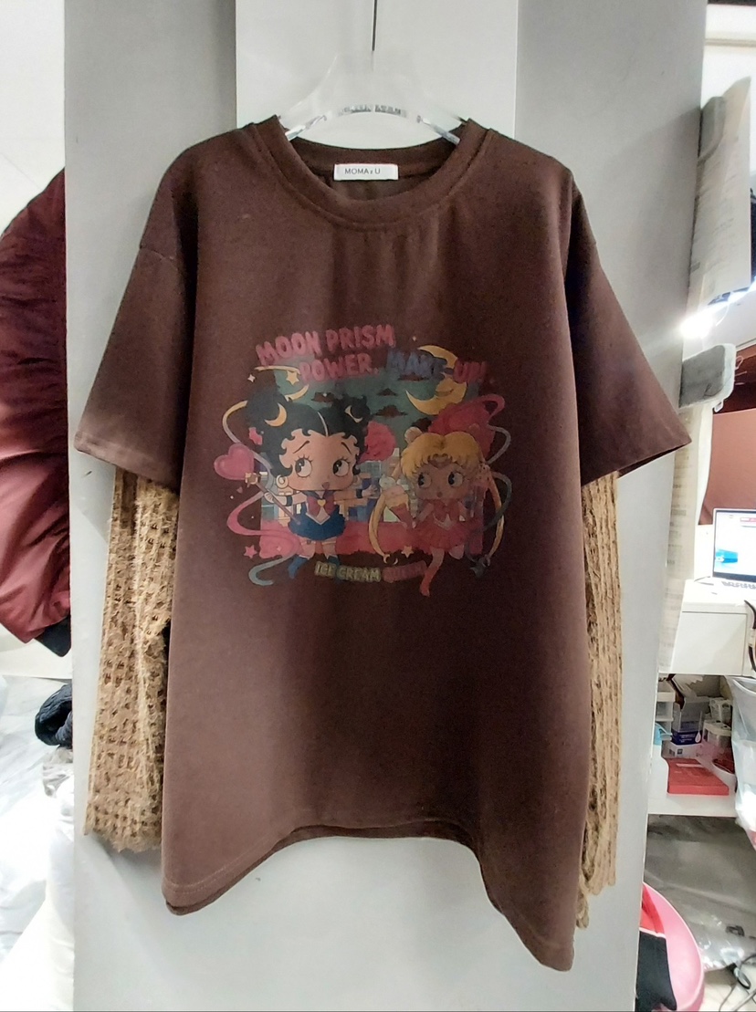 MOMAZU東大門㊣代購女裝新款熱賣休閑人氣真品長袖T恤假兩件MOMAZU長袖T恤圖色2