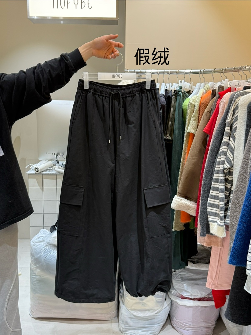 NOFYBE東大門㊣實拍女士新品人氣休閑25秋冬休閑褲加絨尼龍NOFYBE休閑褲圖色2