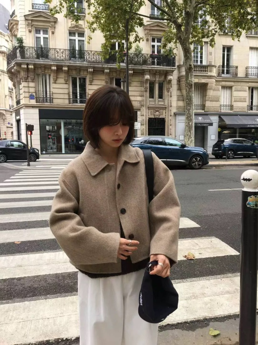 OURIN東大門㊣直郵女裝新品真品職業推薦休閑時尚短款大衣短款OURIN短款大衣圖色1