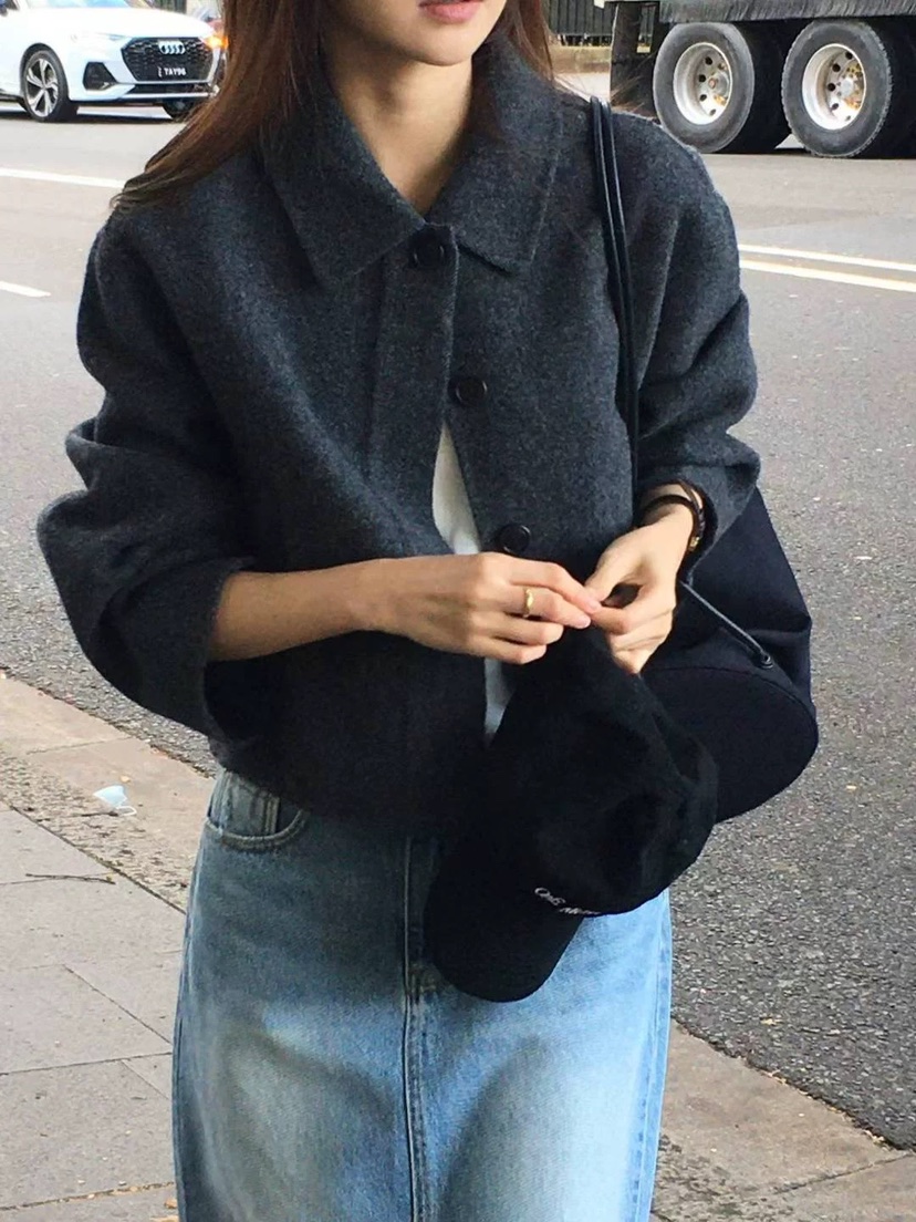 OURIN東大門㊣直郵女裝新品真品職業推薦休閑時尚短款大衣短款OURIN短款大衣圖色2