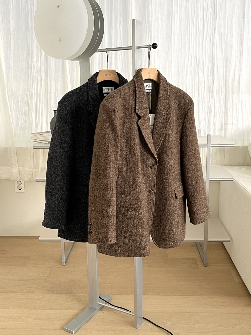 OP PER韓國直郵㊣女士新品休閑職業人氣時尚推薦熱賣夾克羊毛OPPER-simplebeige夾克