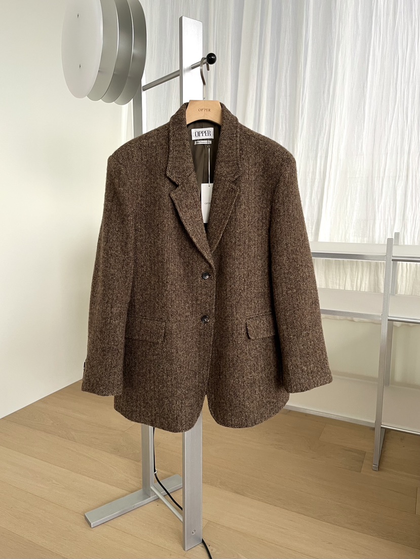 OP PER韓國直郵㊣女士新品休閑職業人氣時尚推薦熱賣夾克羊毛OPPER-simplebeige夾克圖色2