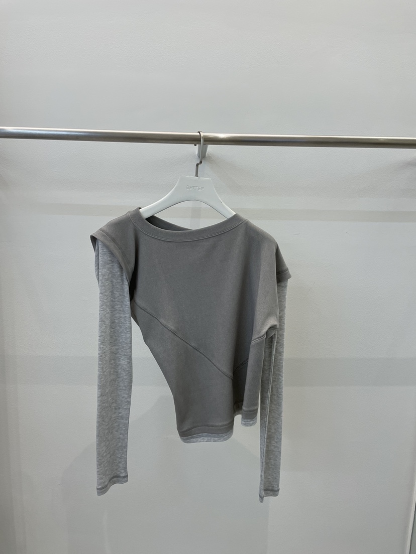 BETTER東大門㊣實拍女士新品25秋冬真品推薦時尚長袖T恤假兩件BETTER長袖T恤圖色1