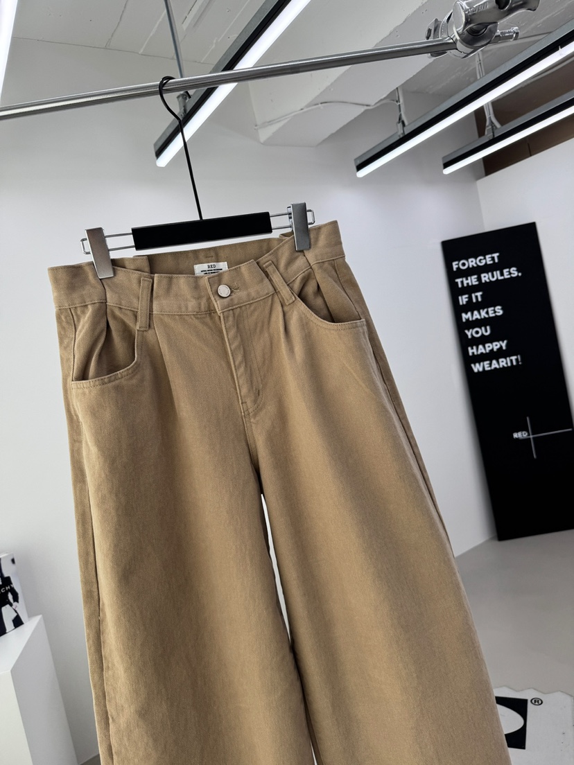 RED-A東大門㊣直郵女裝新品時尚人氣推薦熱賣真品牛仔褲褶裥RED-A牛仔褲