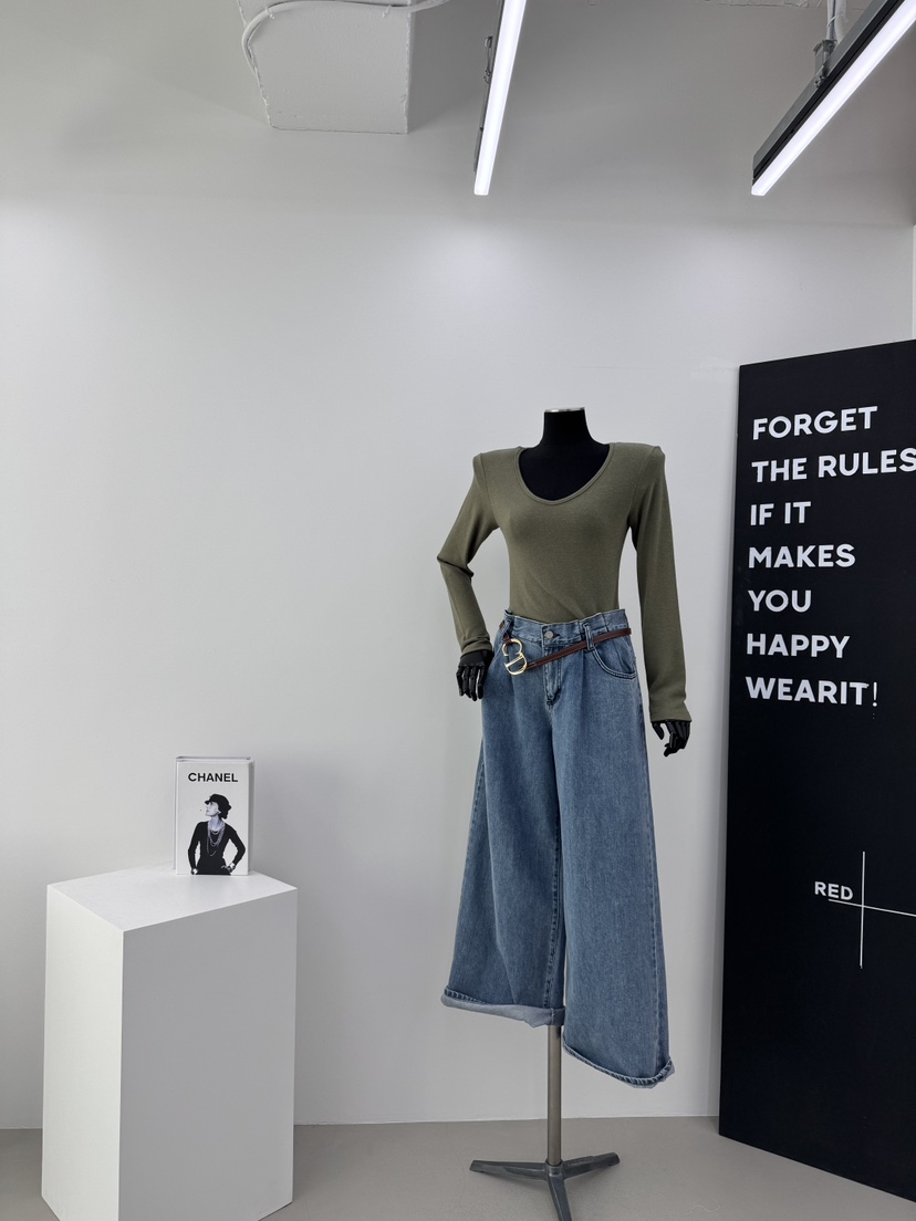 RED-A東大門㊣直郵女裝新品時尚人氣推薦熱賣真品牛仔褲褶裥RED-A牛仔褲