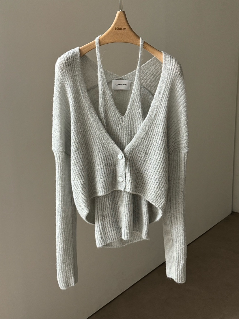 LOWBURN韓國代購㊣女士新款時尚推薦人氣套裝兩件套羊駝套裝LOWBURN套裝圖色1