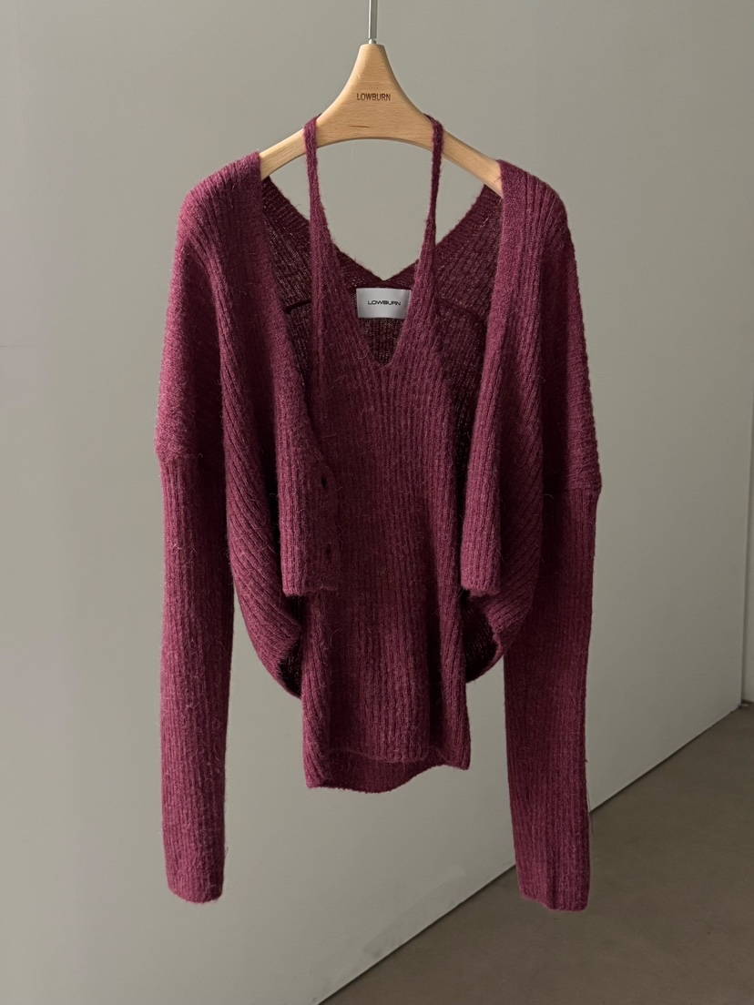 LOWBURN韓國代購㊣女士新款時尚推薦人氣套裝兩件套羊駝套裝LOWBURN套裝圖色2