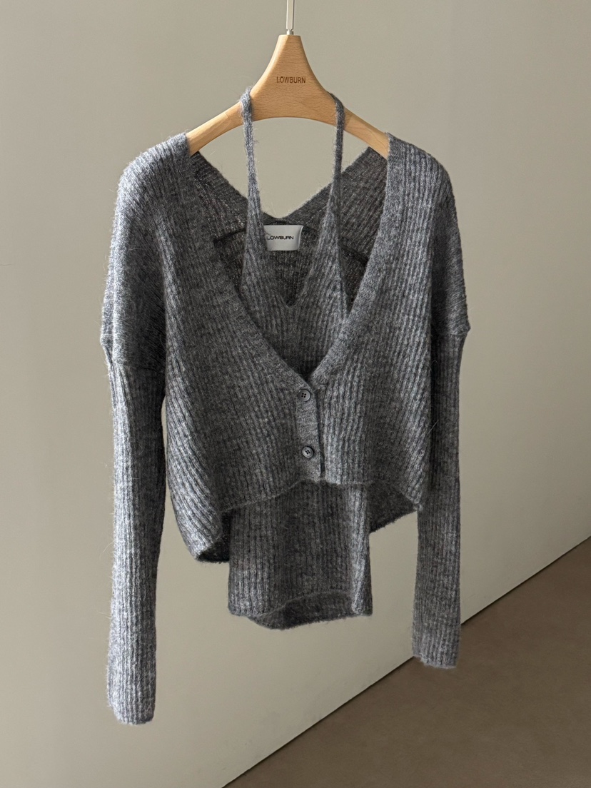 LOWBURN韓國代購㊣女士新款時尚推薦人氣套裝兩件套羊駝套裝LOWBURN套裝圖色3