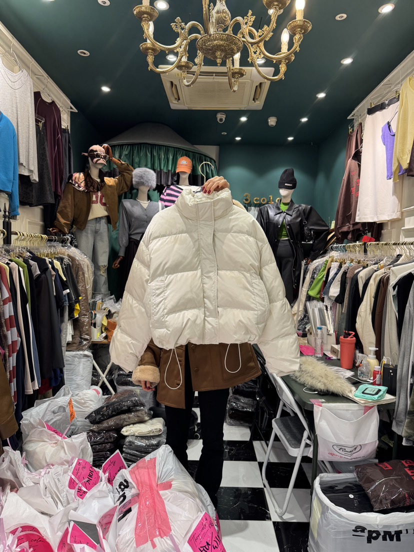 3COLOR韓國代購㊣女士新品人氣短款羽絨服毛領可拆可拆卸鴨絨Three color短款羽絨服