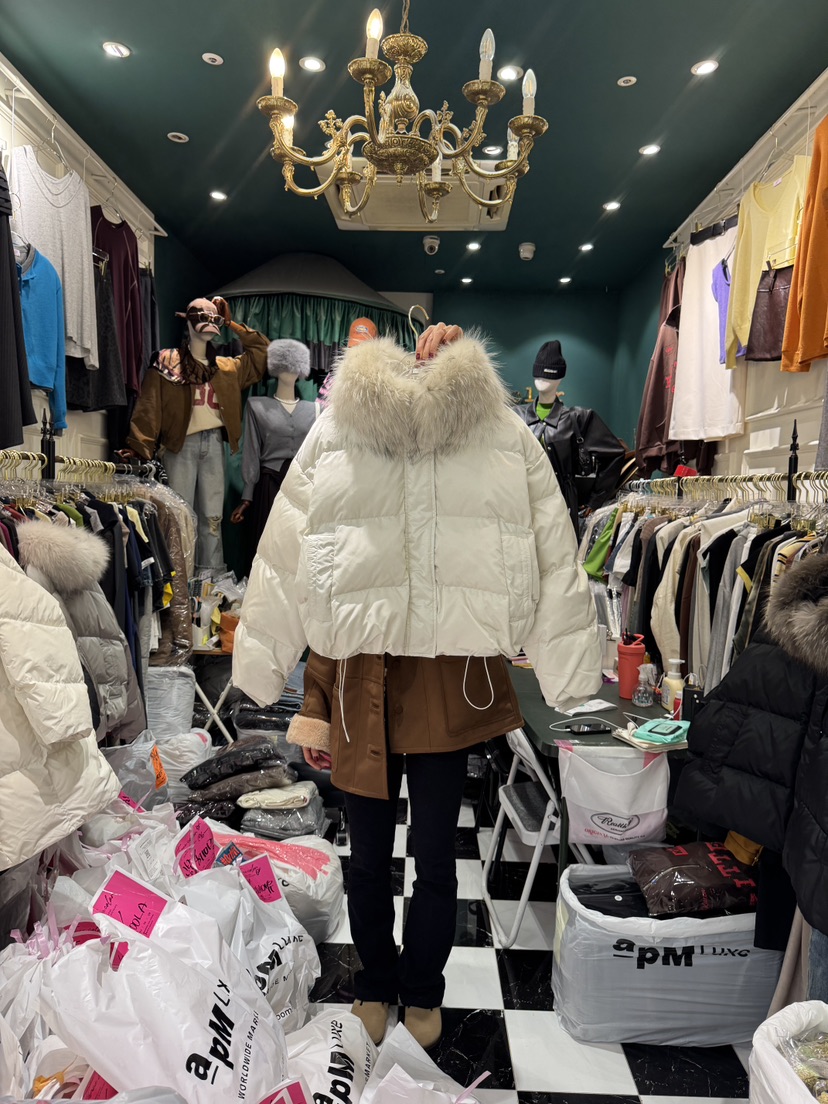 3COLOR韓國代購㊣女士新品人氣短款羽絨服毛領可拆可拆卸鴨絨Three color短款羽絨服圖色1