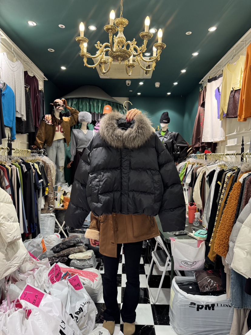 3COLOR韓國代購㊣女士新品人氣短款羽絨服毛領可拆可拆卸鴨絨Three color短款羽絨服圖色3