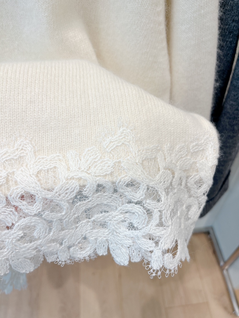 OVE東大門㊣直郵女裝新品真品推薦時尚25秋冬休閑針織衫蕾絲OVE針織衫