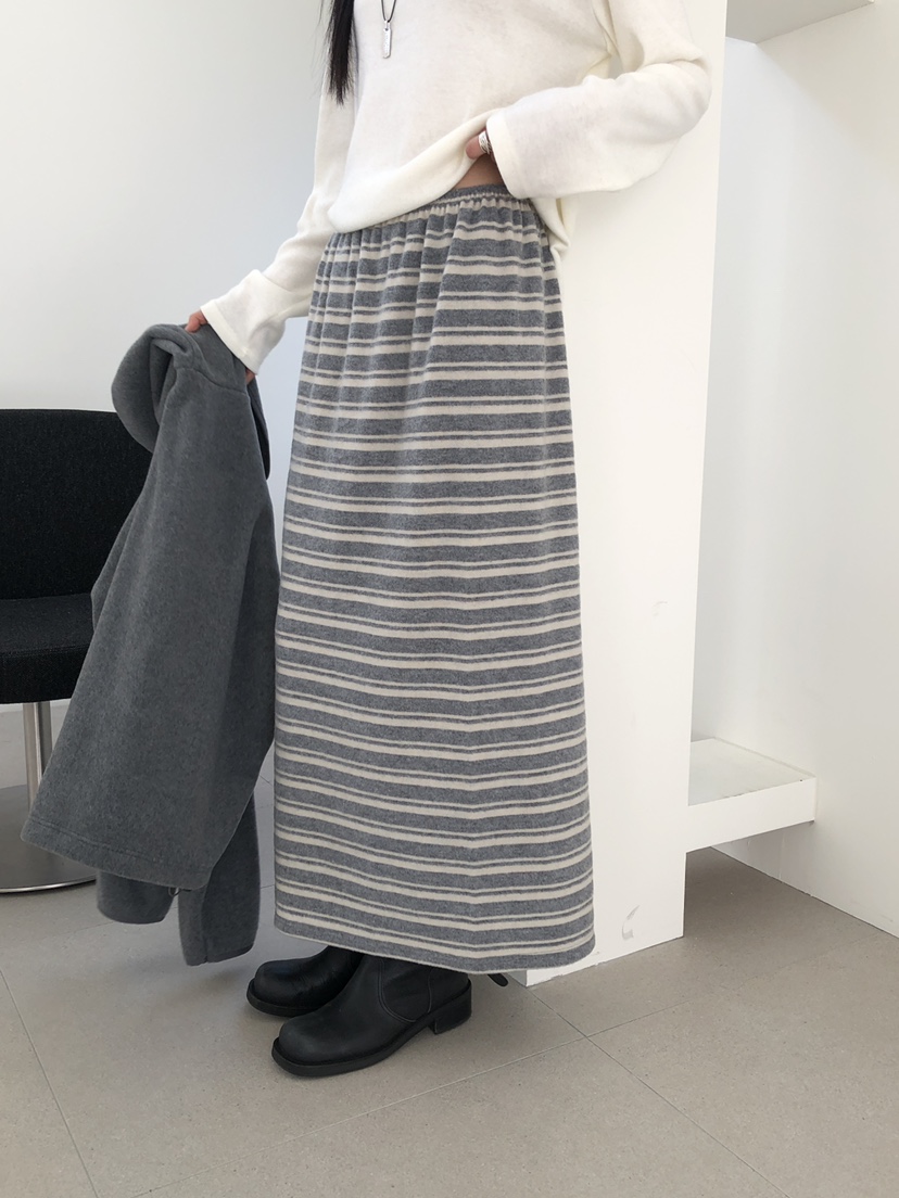 B_GARDER韓國直郵㊣女裝新款人氣時尚25秋冬推薦真品長裙條紋B.GARDER長裙