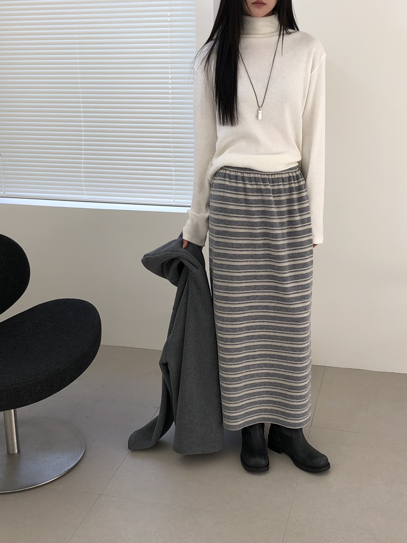 B_GARDER韓國直郵㊣女裝新款人氣時尚25秋冬推薦真品長裙條紋B.GARDER長裙