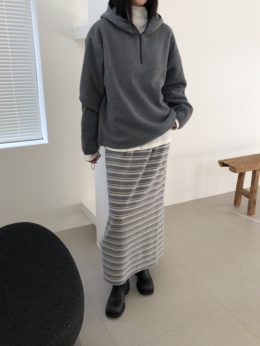 B_GARDER韓國直郵㊣女裝新款人氣時尚25秋冬推薦真品長裙條紋B.GARDER長裙