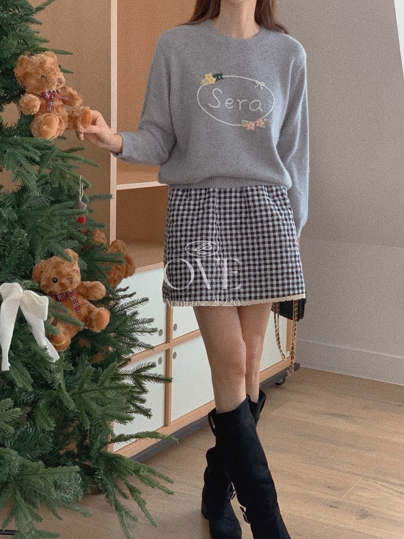 OVE東大門㊣代購女裝新品職業休閑推薦真品熱賣短裙心形絎縫OVE短裙