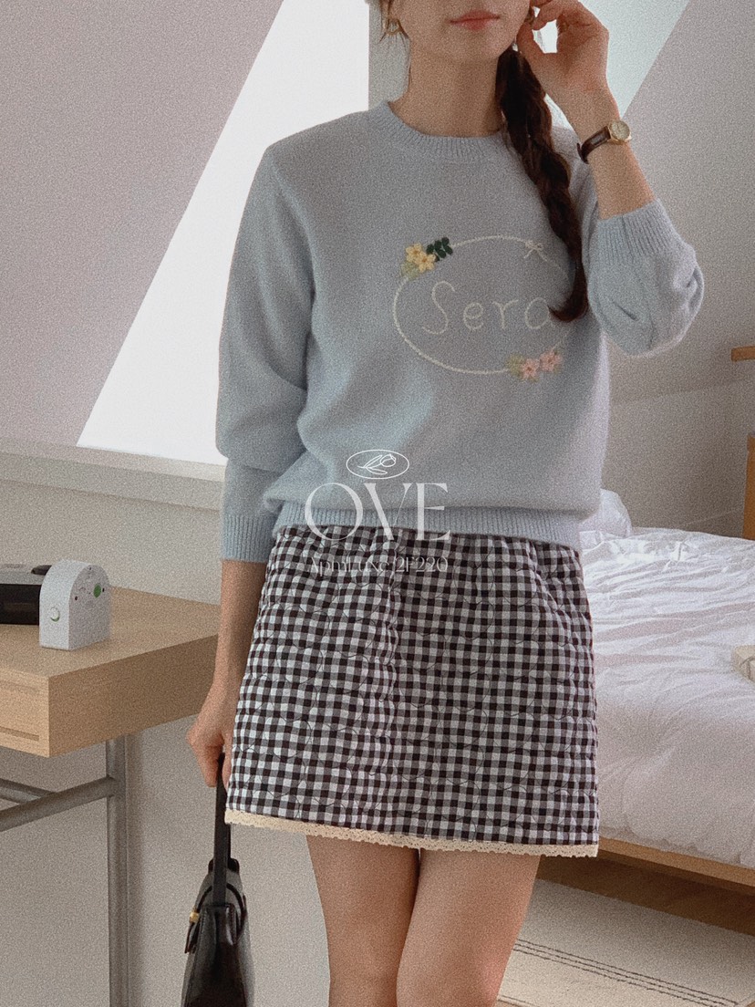 OVE東大門㊣代購女裝新品職業休閑推薦真品熱賣短裙心形絎縫OVE短裙