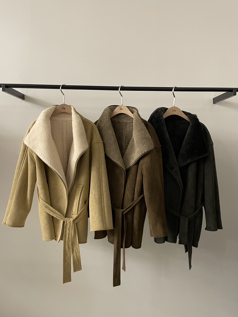 2DA/DARIMI-P韓國代購㊣女士新款時尚熱賣短款大衣含腰帶2DA/DARIMI-P短款大衣