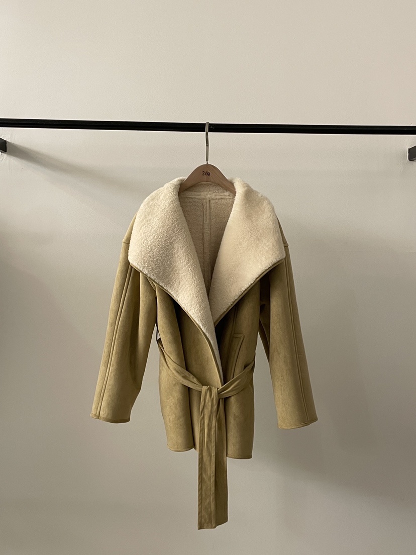 2DA/DARIMI-P韓國代購㊣女士新款時尚熱賣短款大衣含腰帶2DA/DARIMI-P短款大衣圖色1