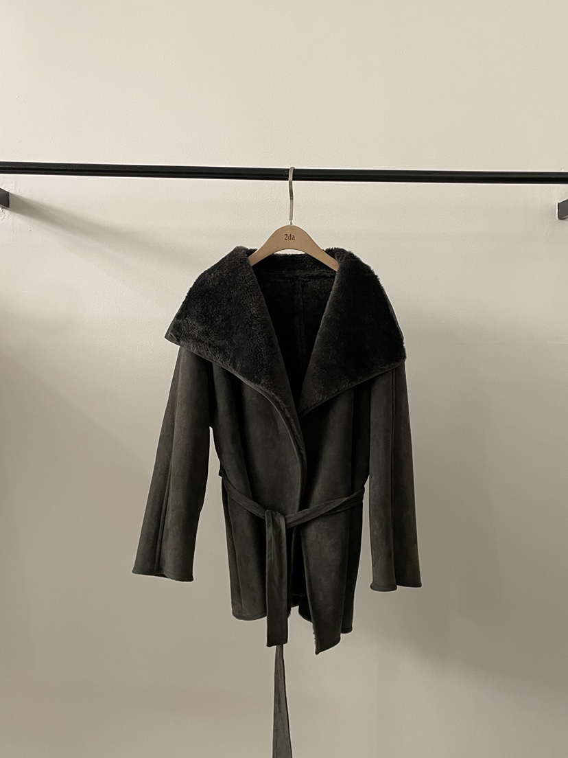 2DA/DARIMI-P韓國代購㊣女士新款時尚熱賣短款大衣含腰帶2DA/DARIMI-P短款大衣圖色3