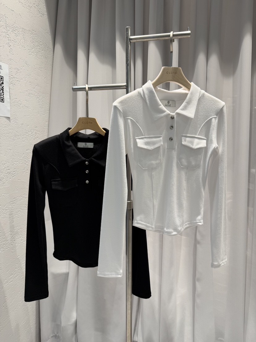 CLOTH東大門㊣實拍女裝新款熱賣休閑人氣推薦時尚長袖T恤口袋CLOTH長袖T恤
