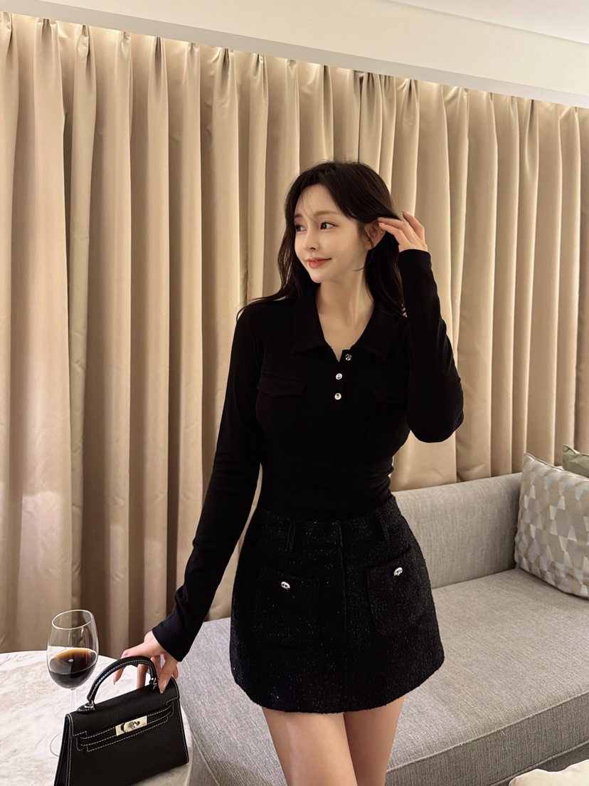 CLOTH東大門㊣實拍女裝新款熱賣休閑人氣推薦時尚長袖T恤口袋CLOTH長袖T恤