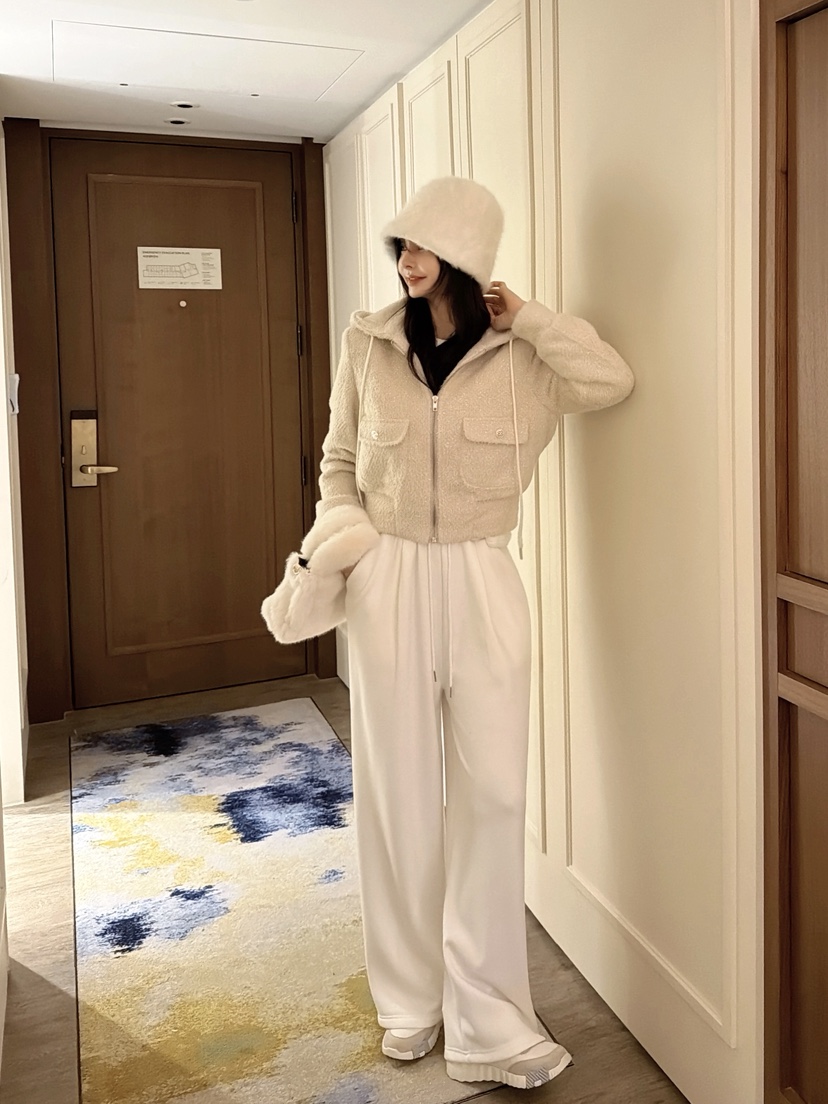 CLOTH東大門㊣實拍女士新款人氣25秋冬職業真品夾克泰迪熊連帽CLOTH夾克